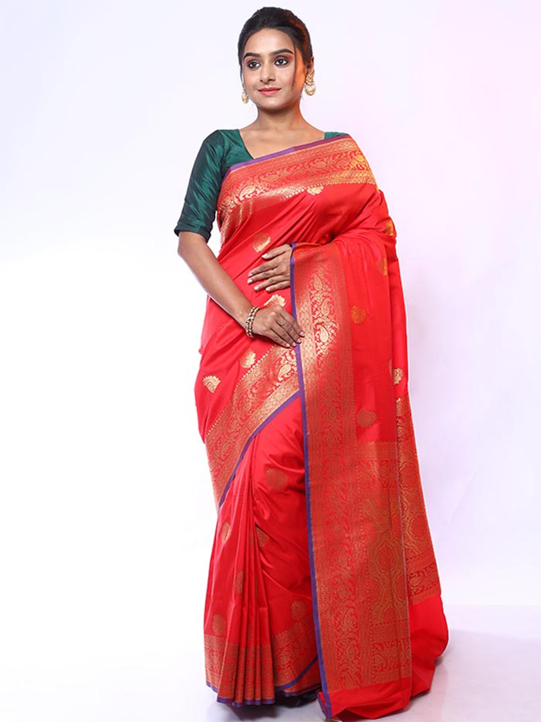 

AllSilks Ethnic Motif Woven Design Zari Uppada Saree, Red