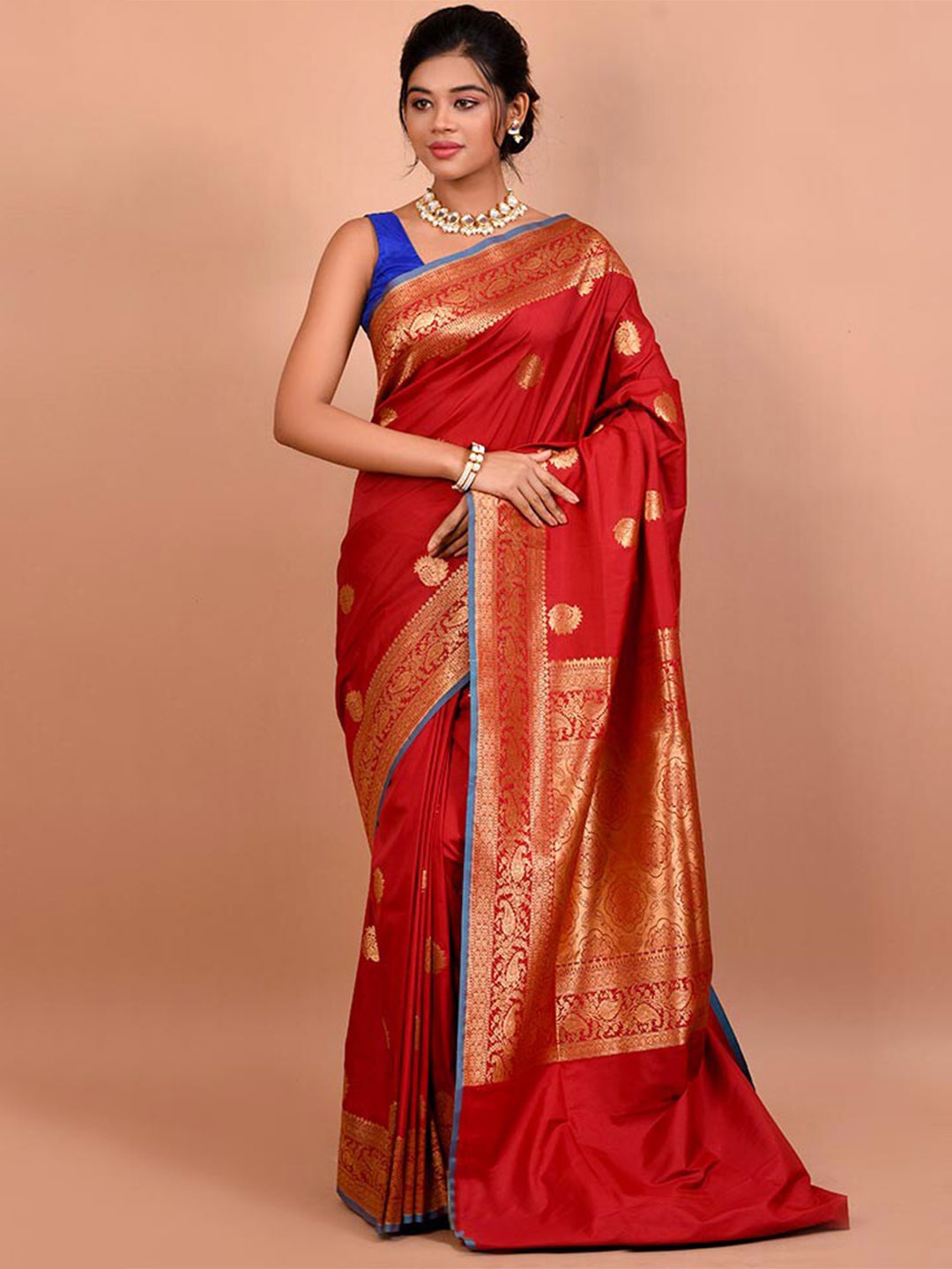 

AllSilks Ethnic Motif Woven Design Zari Uppada Saree, Maroon