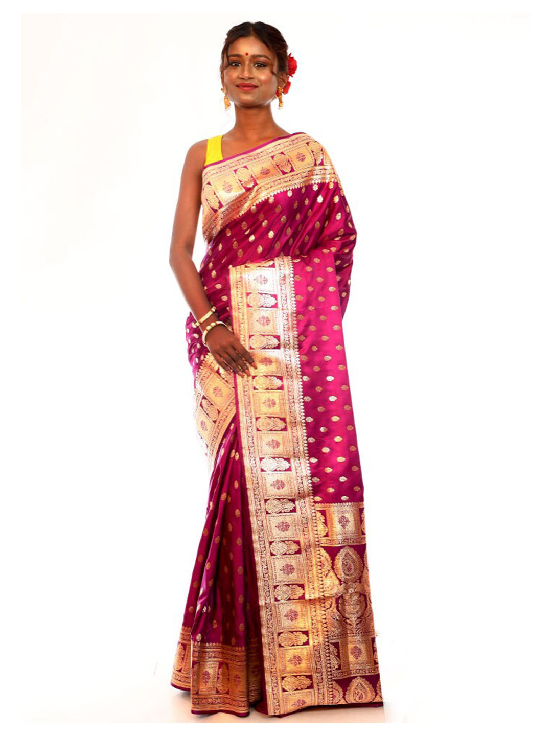

AllSilks Ethnic Motif Woven Design Zari Banarasi Saree, Purple