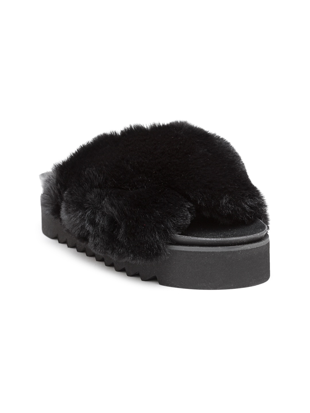 

FOREVER 21 Women Black Faux Fur Flatforms