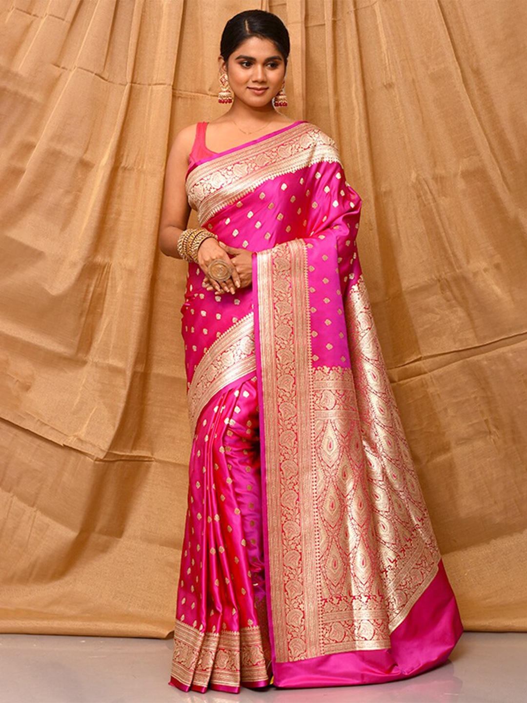 

AllSilks Ethnic Woven Design Zari Banarasi Saree, Pink