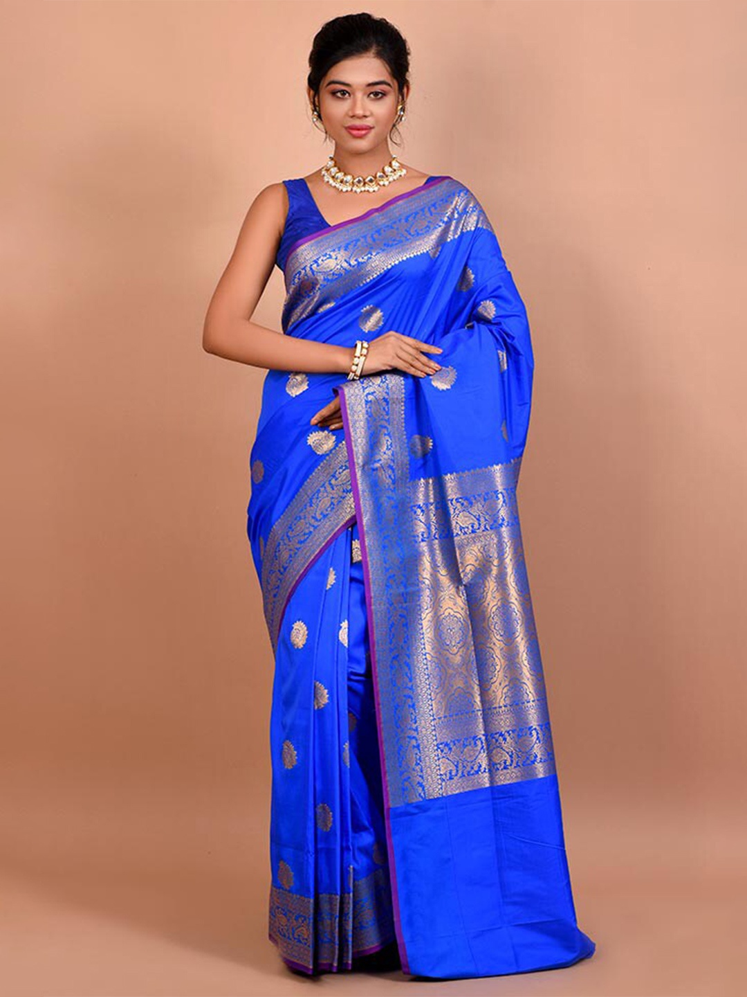 

AllSilks Ethnic Woven Design Zari Uppada Saree, Blue