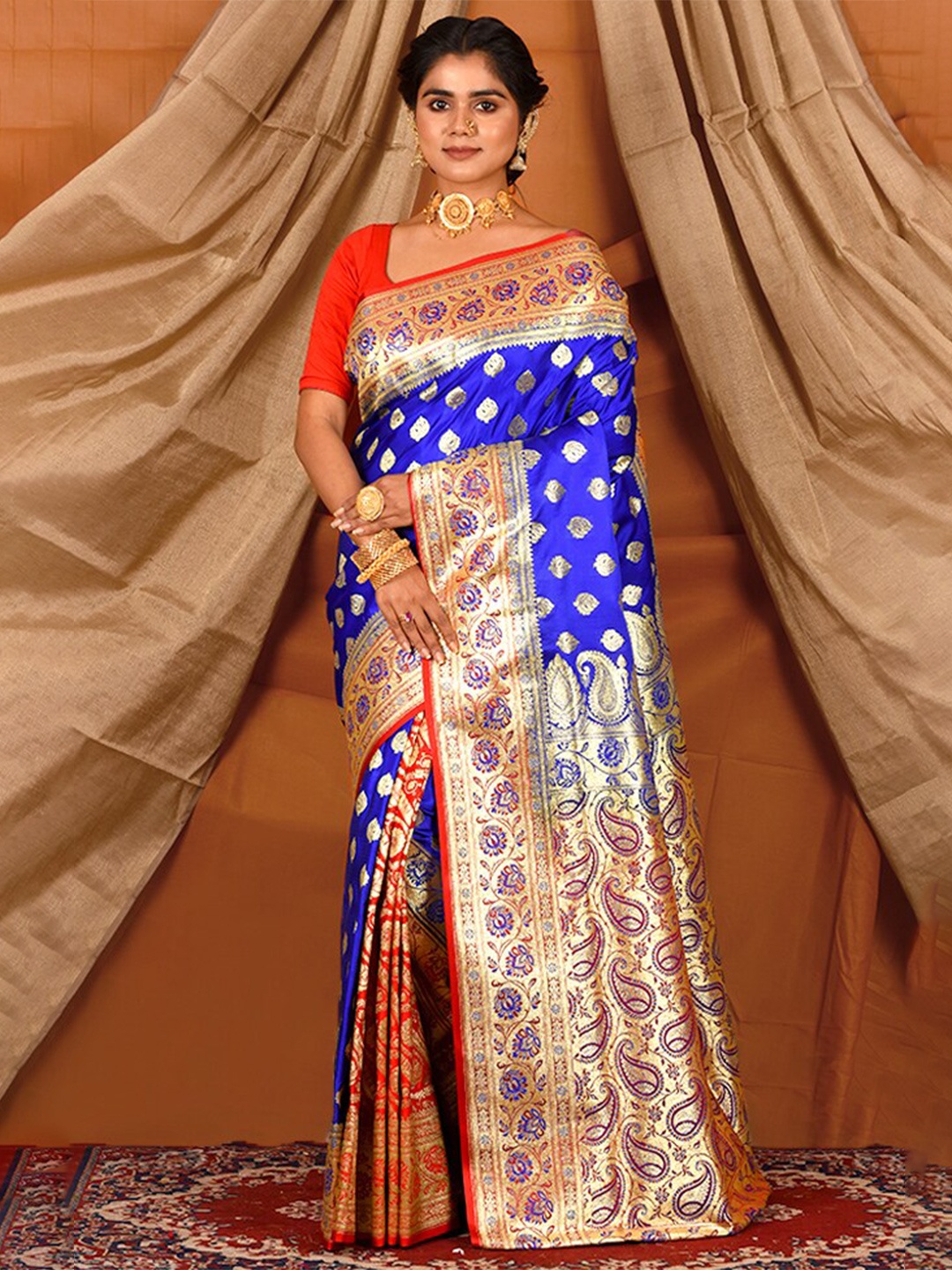 

AllSilks Ethnic Woven Design Zari Banarasi Saree, Blue