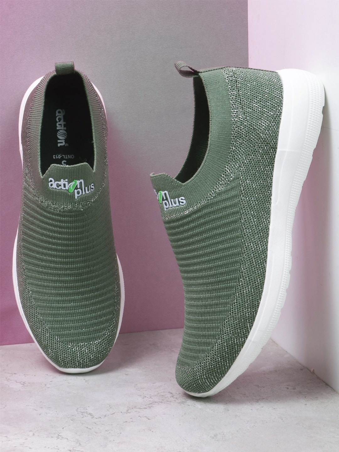 

Action Plus Women Woven Design Slip On Sneakers, Green