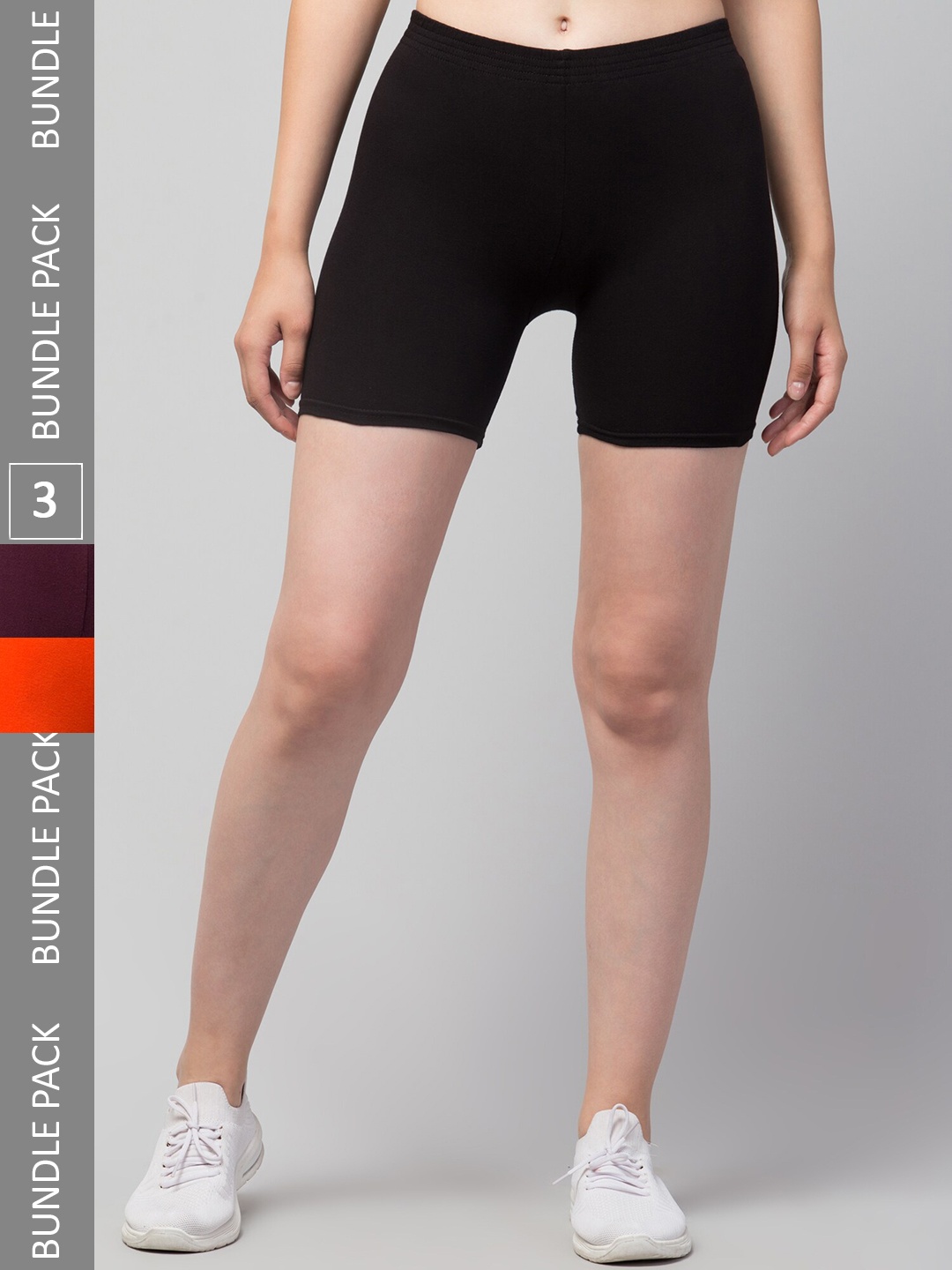 

Apraa & Parma Women Pack Of 3 Skinny Fit Pure Cotton Cycling Shorts, Black