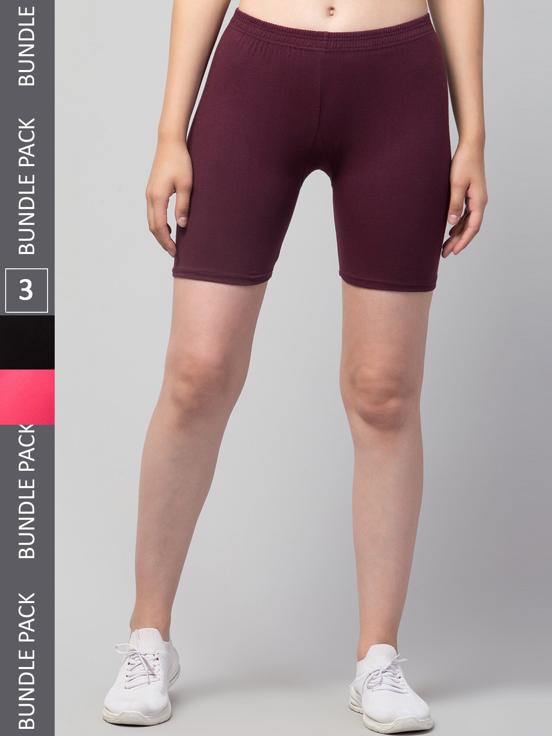 

Apraa & Parma Women Pack Of 3 Skinny Fit Pure Cotton Cycling Shorts, Black