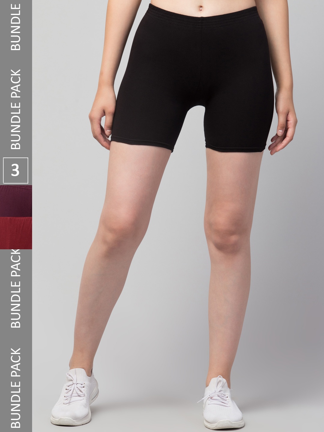 

Apraa & Parma Women Pack Of 3 Skinny Fit Pure Cotton Cycling Shorts, Black