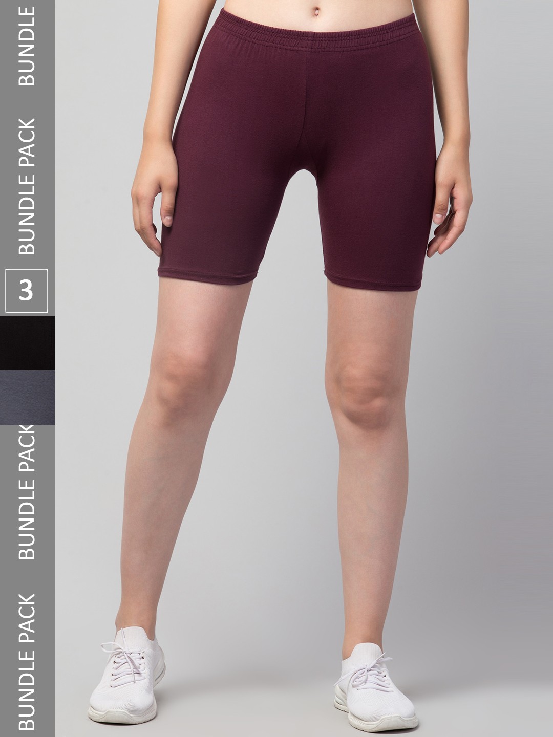 

Apraa & Parma Women Pack Of 3 Skinny Fit Pure Cotton Cycling Shorts, Black