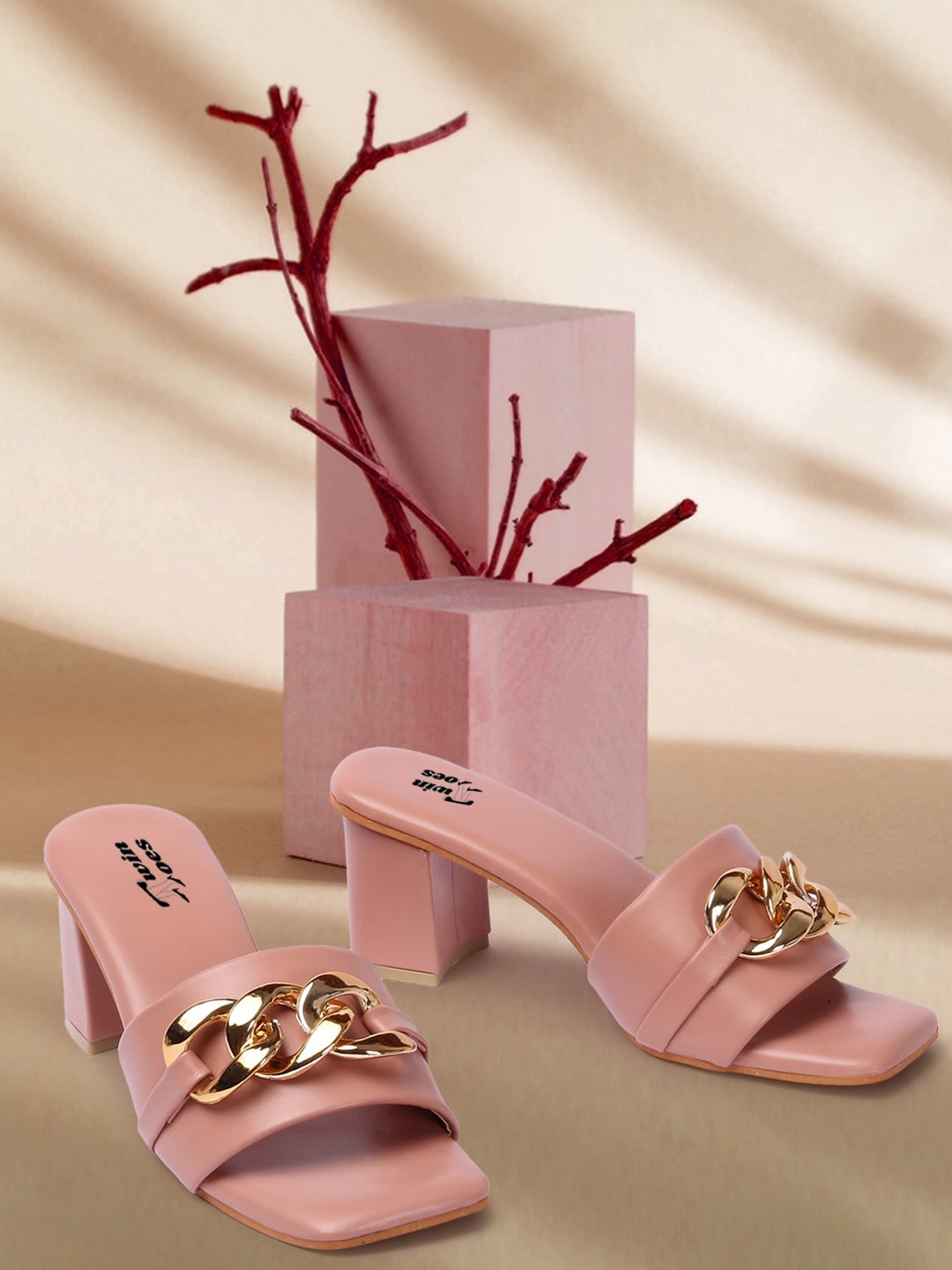 

TWIN TOES Embellished Block Heels, Pink