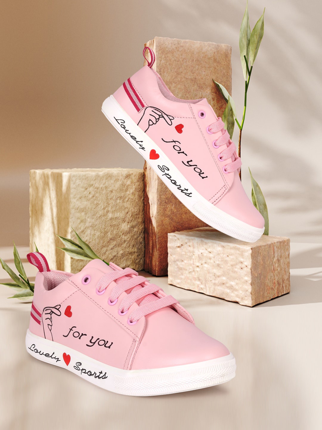 

TWIN TOES Women Printed Lightweight Comfort Insole Sneakers, Pink