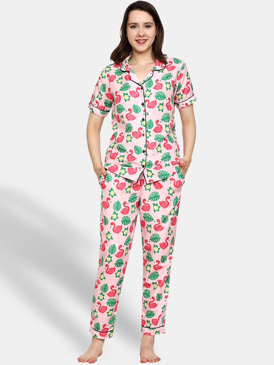 

Urban Komfort Floral Printed Night Suit, Pink