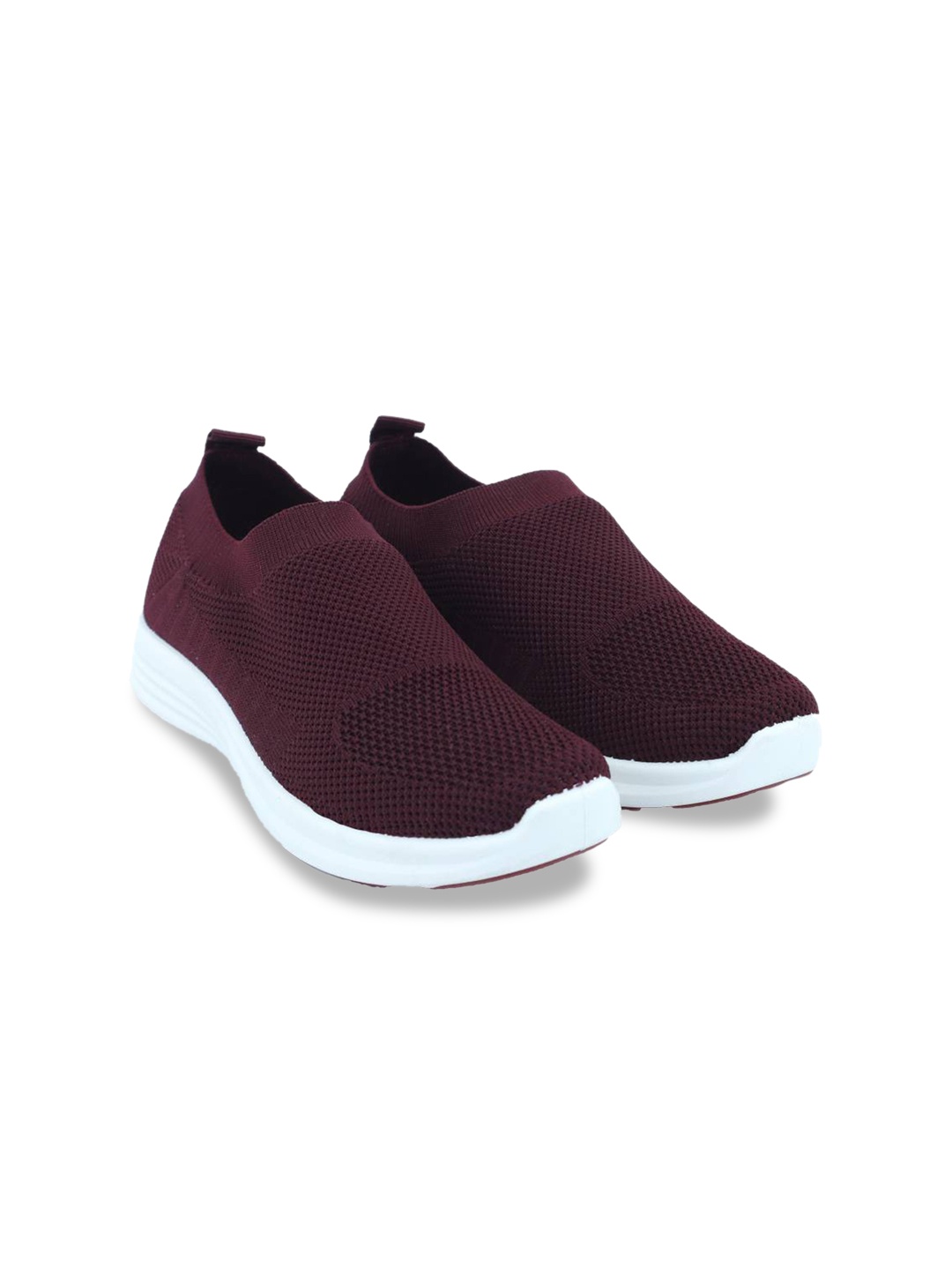 

KICKONN Women Woven Design Slip On Sneakers, Maroon