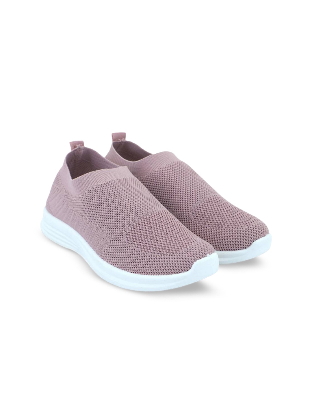

KICKONN Women Woven Design Mesh Slip-On Sneakers, Pink