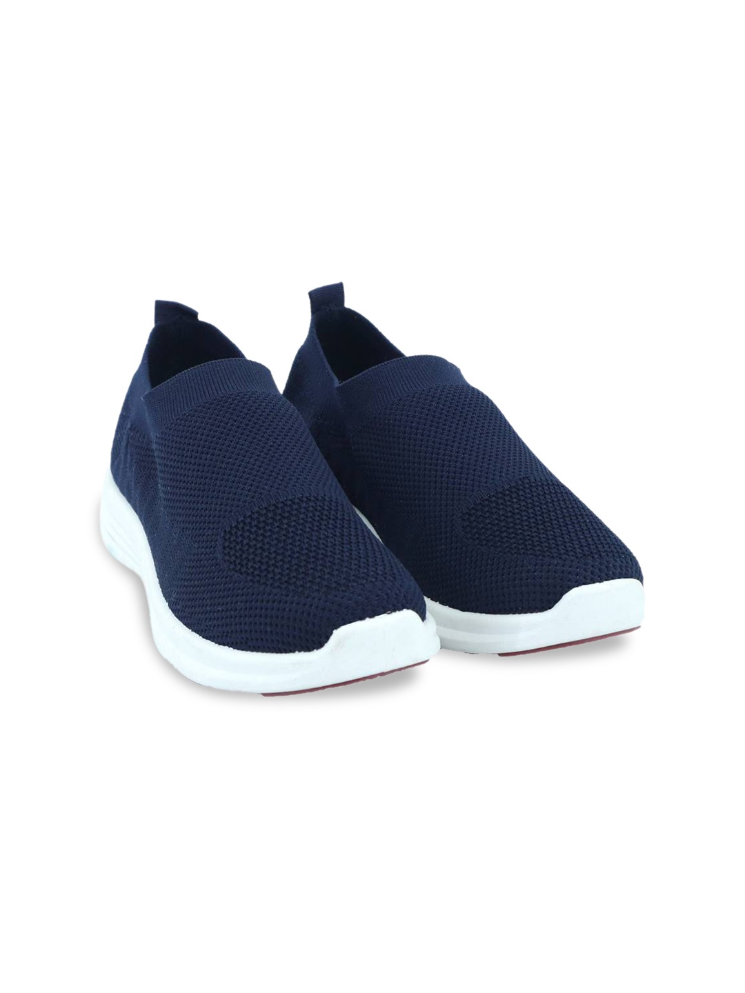 

KICKONN Women Woven Design Mesh Slip-On Sneakers, Navy blue