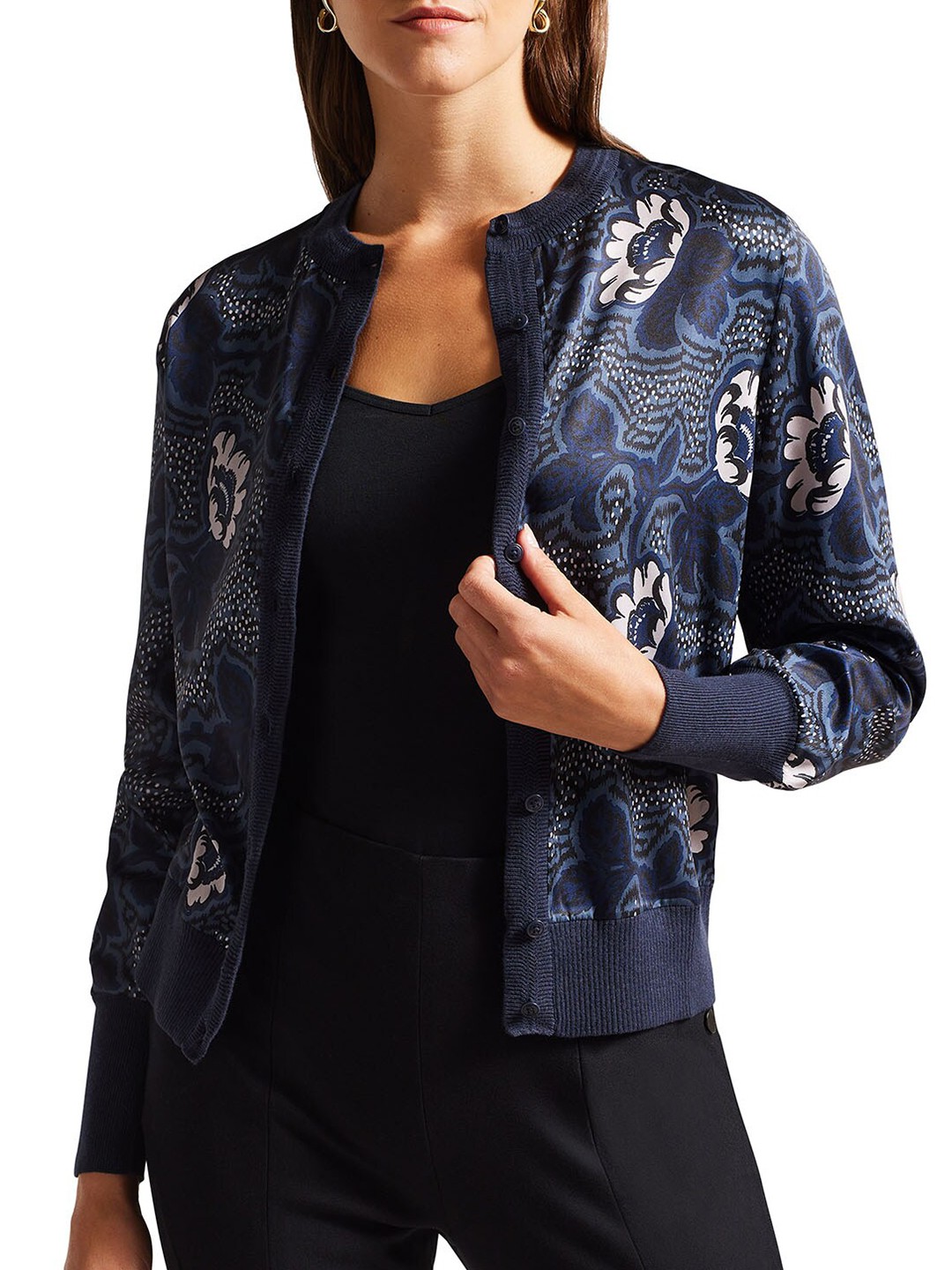 

Ted Baker Floral Printed Cardigan, Navy blue