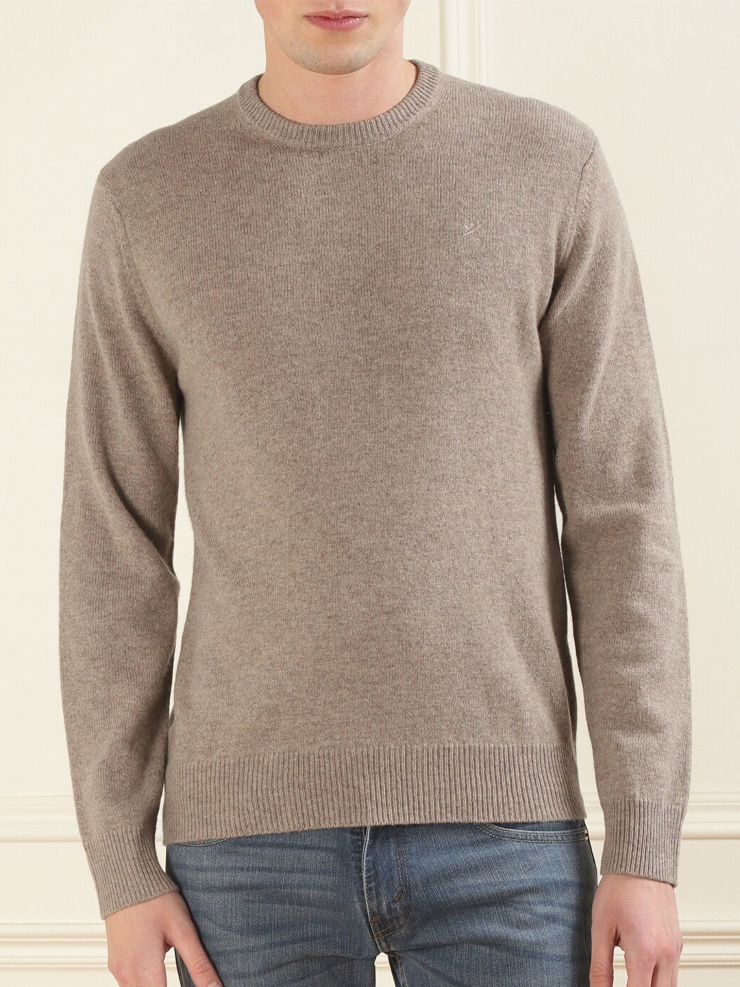 

HACKETT LONDON Round Neck Wool Pullover, Brown