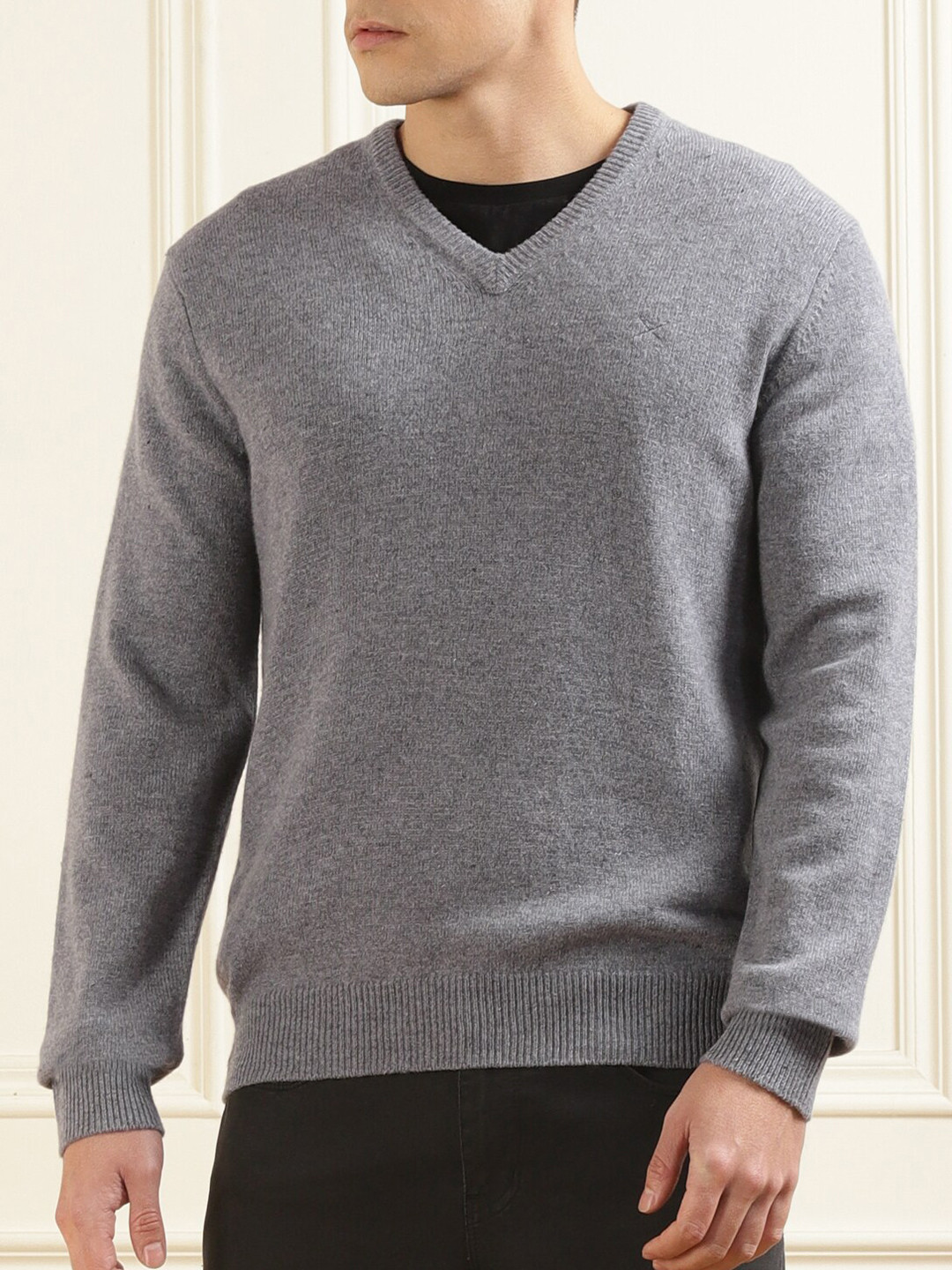 

HACKETT LONDON V-Neck Long Sleeves Wool Pullover, Grey