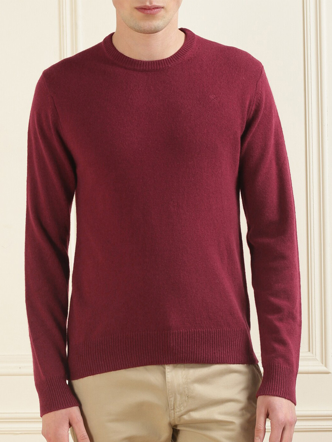 

HACKETT LONDON Round Neck Wool Pullover, Red