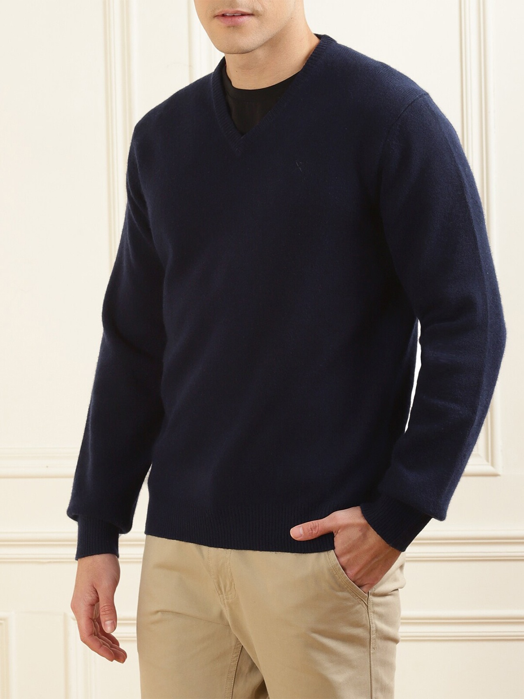 

HACKETT LONDON Round Neck Wool Pullover, Navy blue
