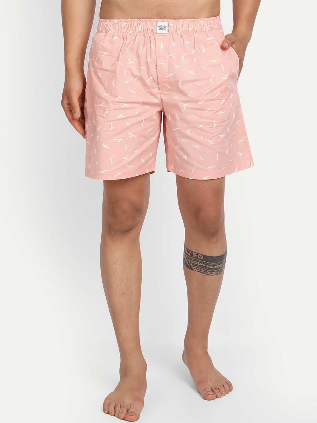 

Wicked Stitch Men Conversational Printed High-Rise Shorts, Peach