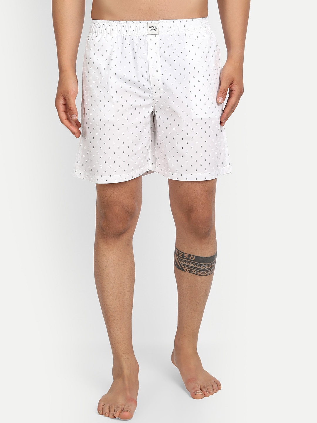 

Wicked Stitch Men Typography Printed High-Rise Shorts, White