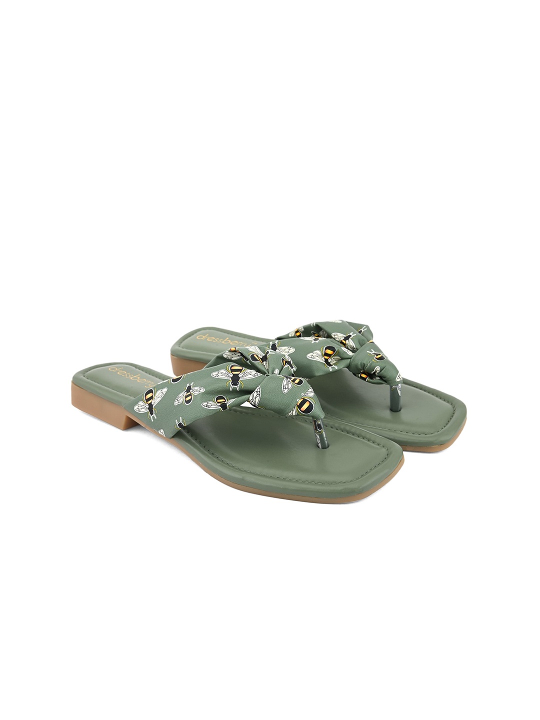 

DressBerry Printed T-Strap Flats, Sea green
