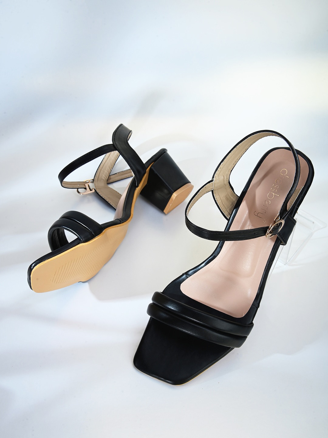 

DressBerry Open Toe Block Heels, Black