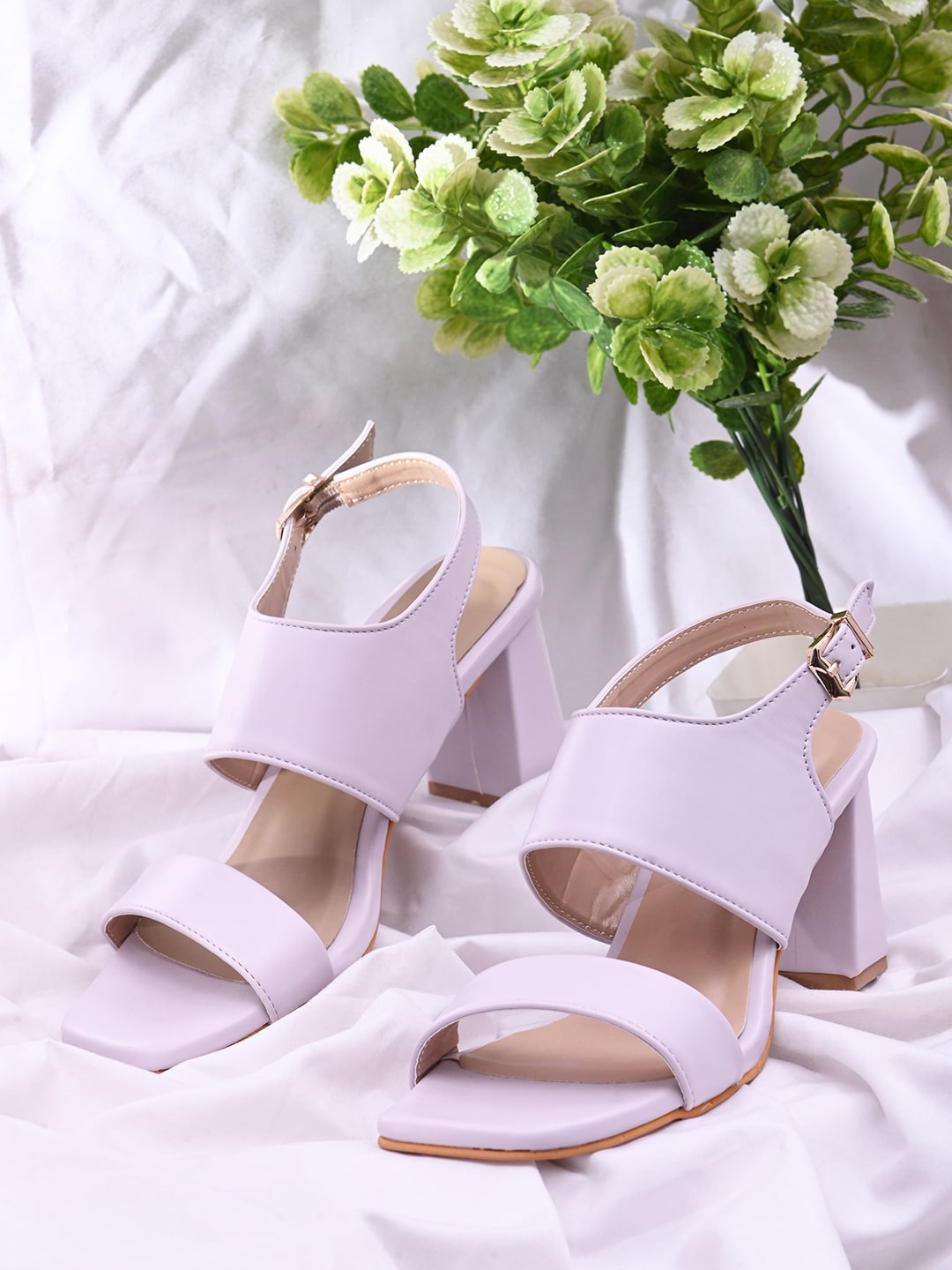 

DressBerry Open Toe Block Heels, Lavender
