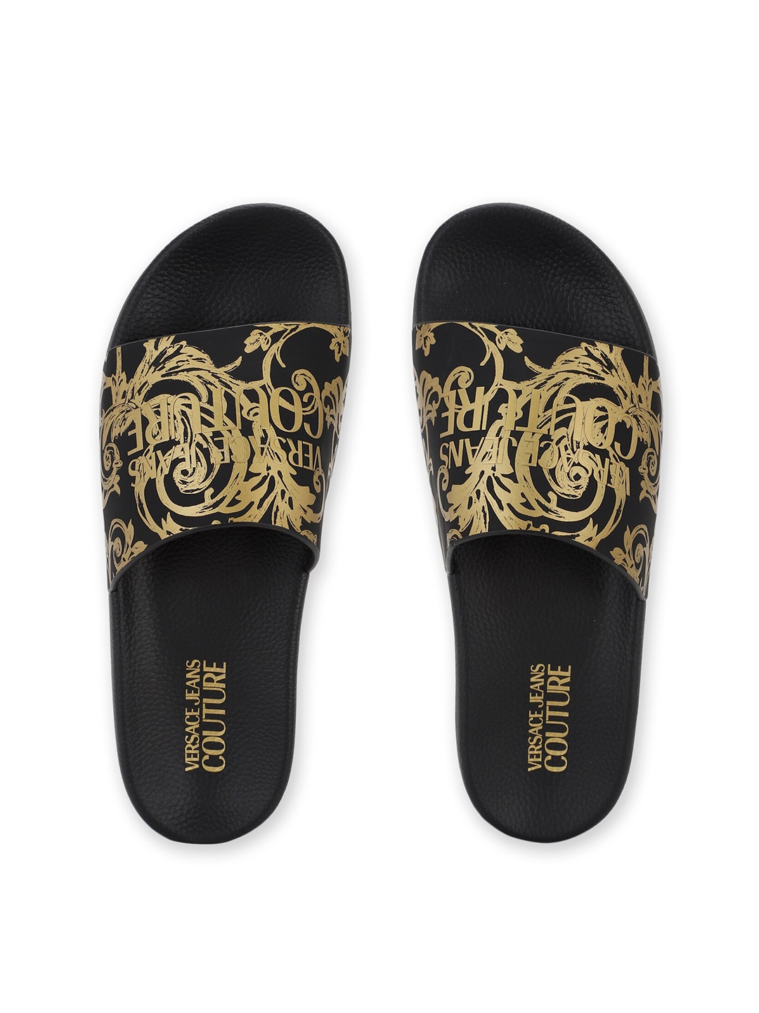 

Versace Jeans Couture Men Baroque Printed Sliders, Black