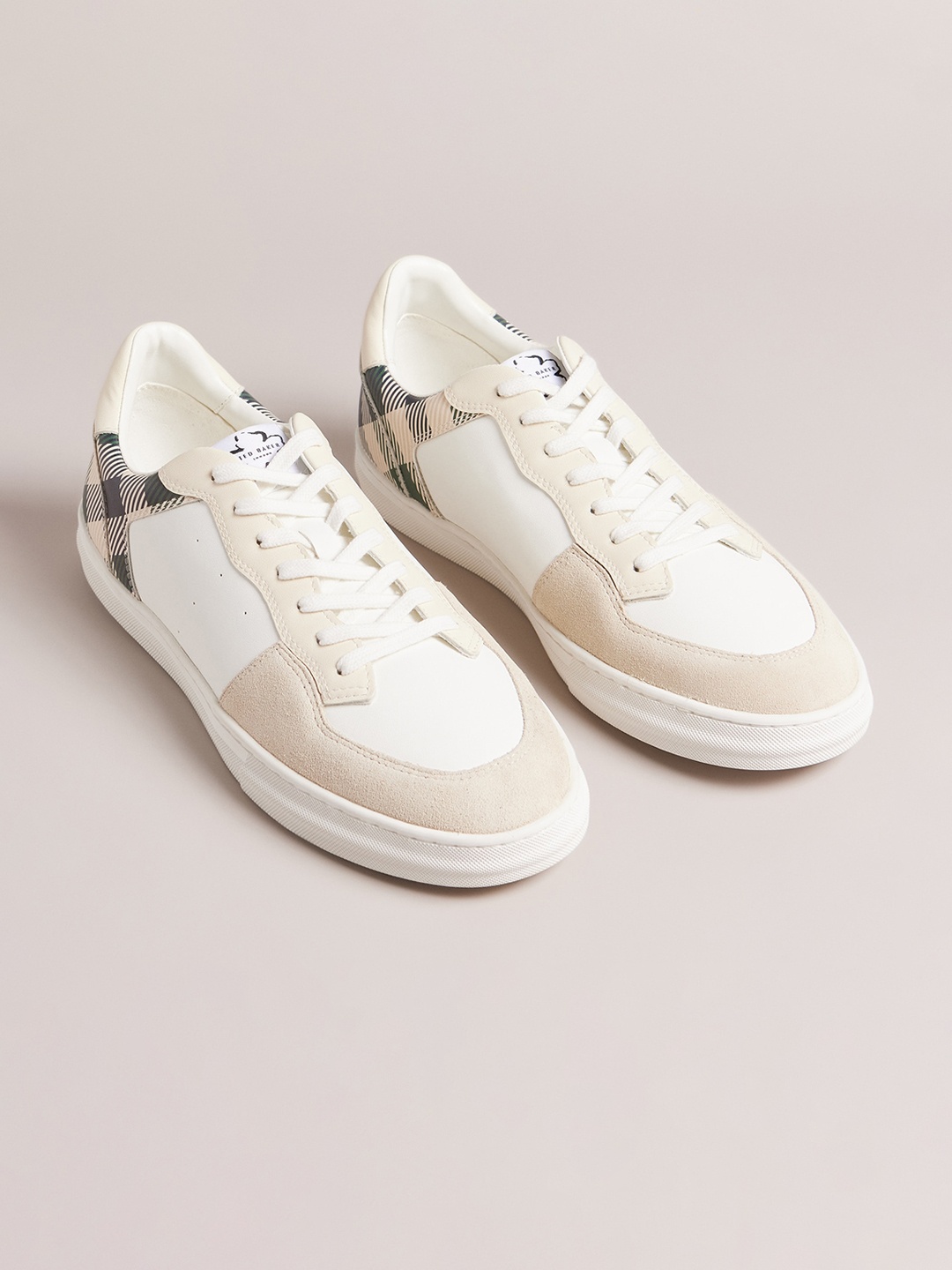 

Ted Baker Men Textured Comfort Insole Suede Basics Sneakers, White