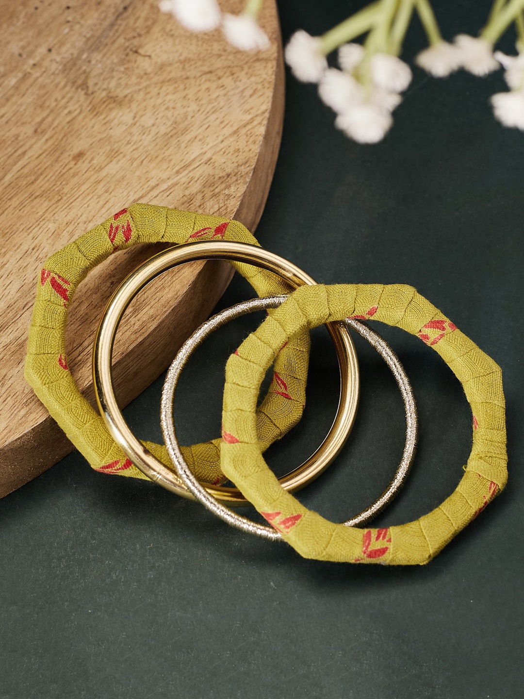 

Fabindia Set Of 4 Wood Bangles, Yellow