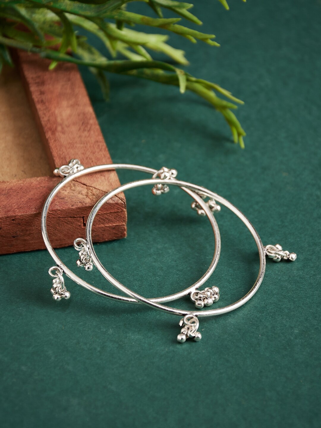 

Fabindia Set of 2 Ghungroo Detailed Tribal Silver Bangle