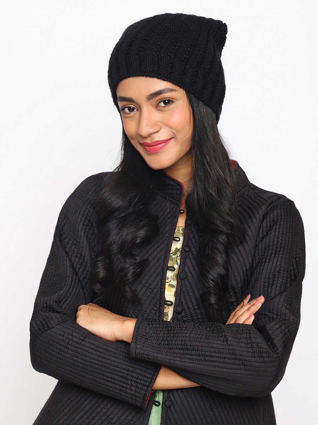 

Fabindia Acrylic Knitted Beanie, Black