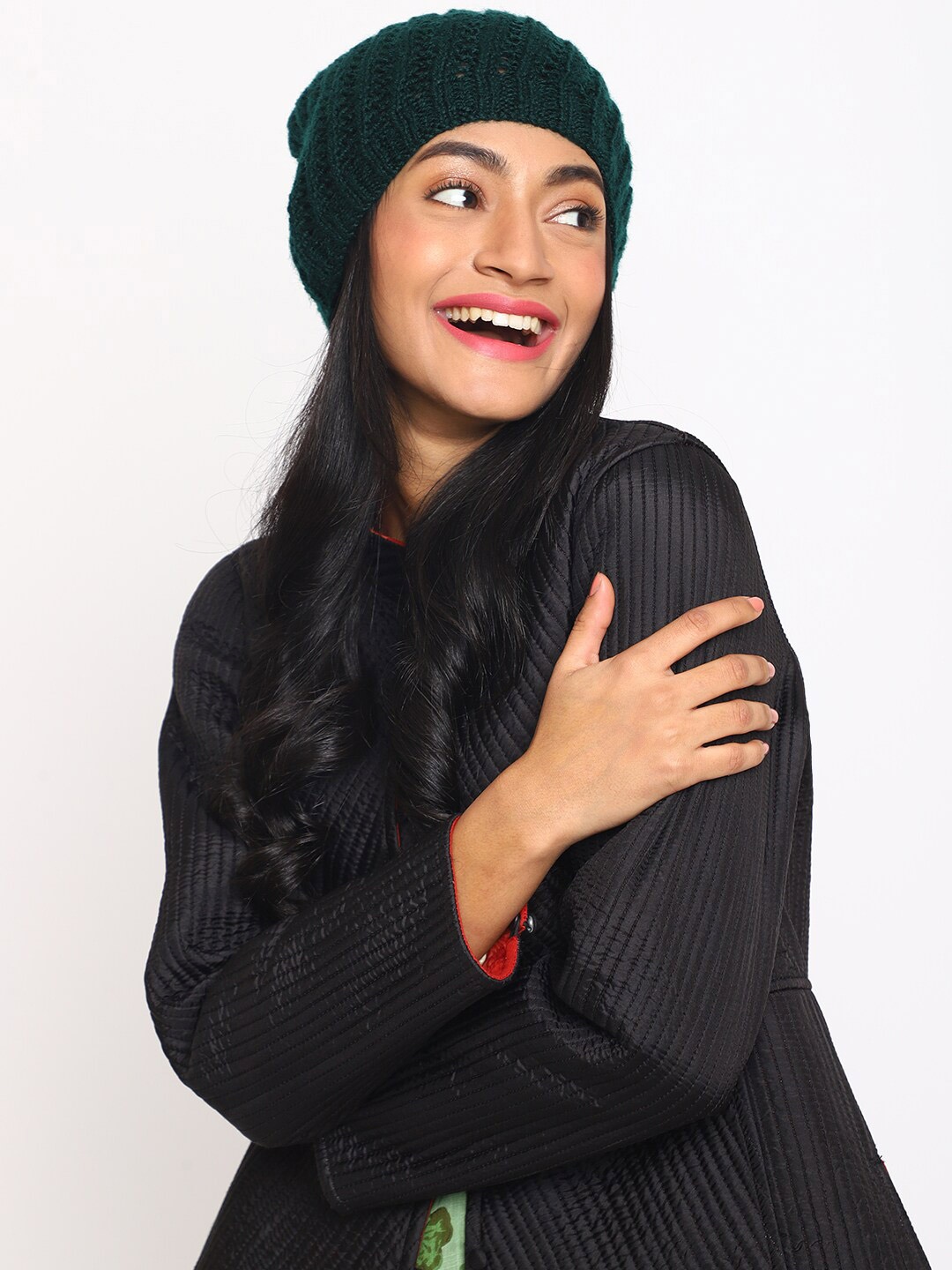 

Fabindia Acrylic Knitted Beanie, Green