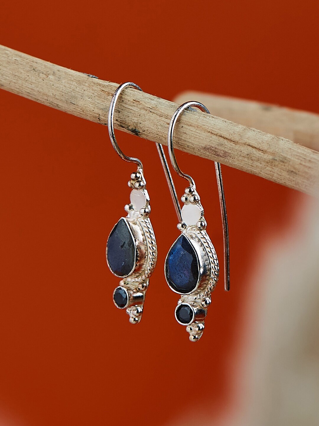 

Fabindia Silver Contemporary Drop Earrings, Navy blue