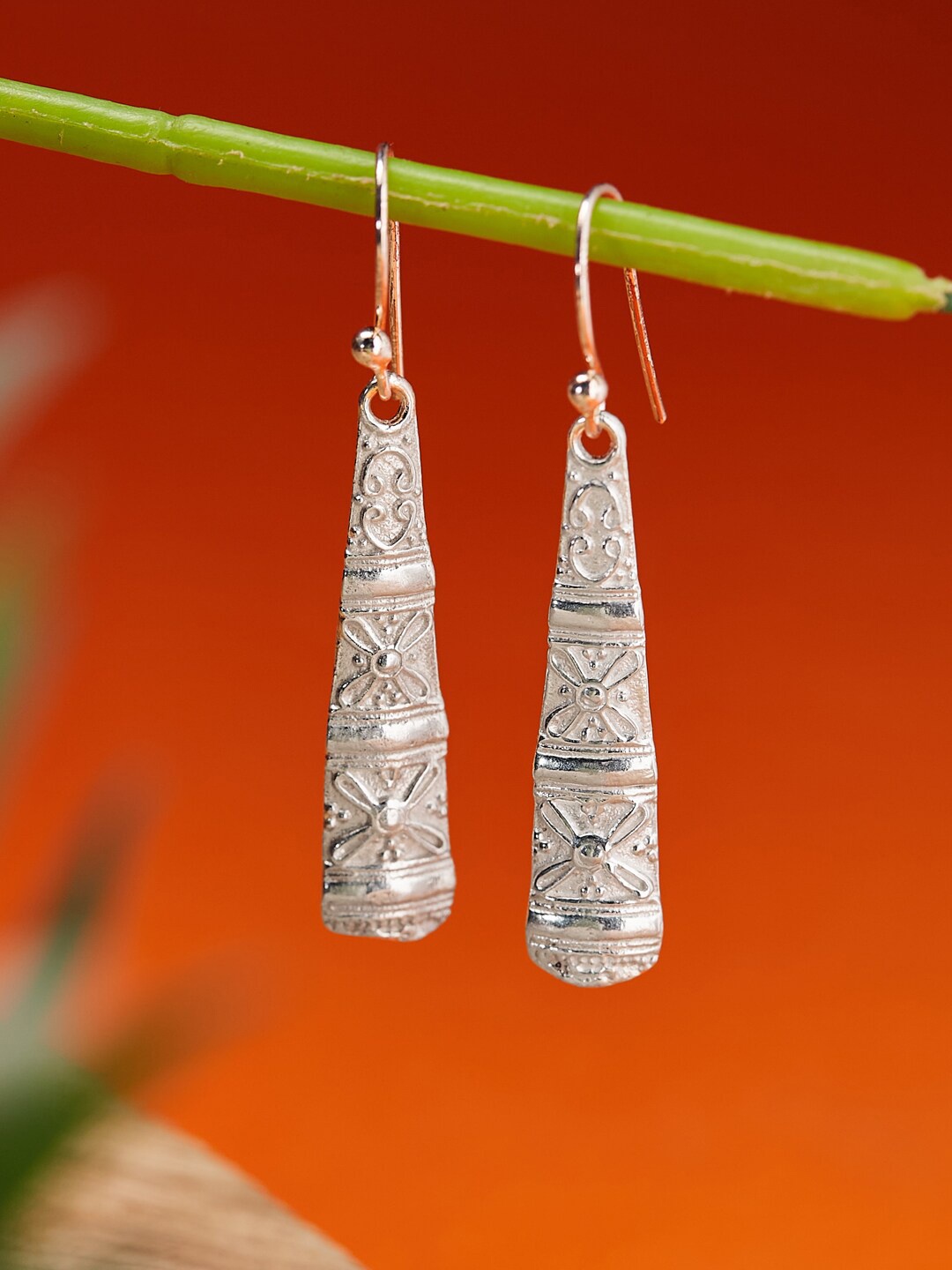 

Fabindia Silver-Plated Contemporary Drop Earrings