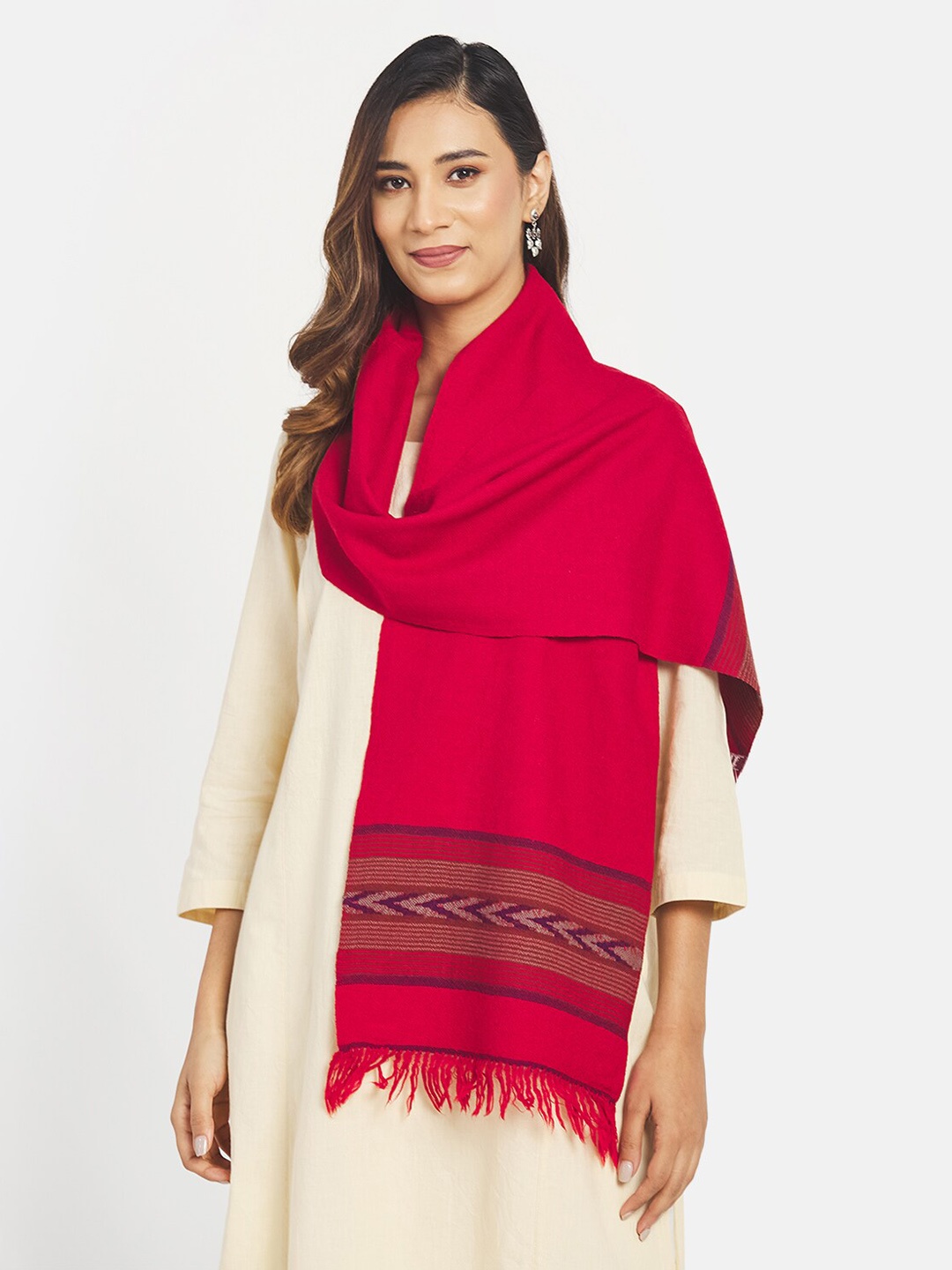 

Fabindia Women Woolen Muffler, Red