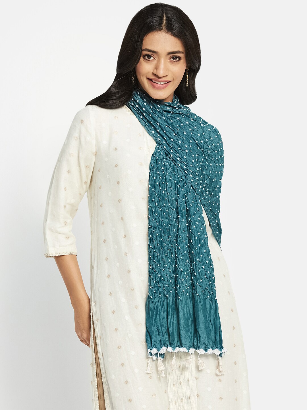 

Fabindia Women Modal Bandhani Tie & Dye Stole, Teal