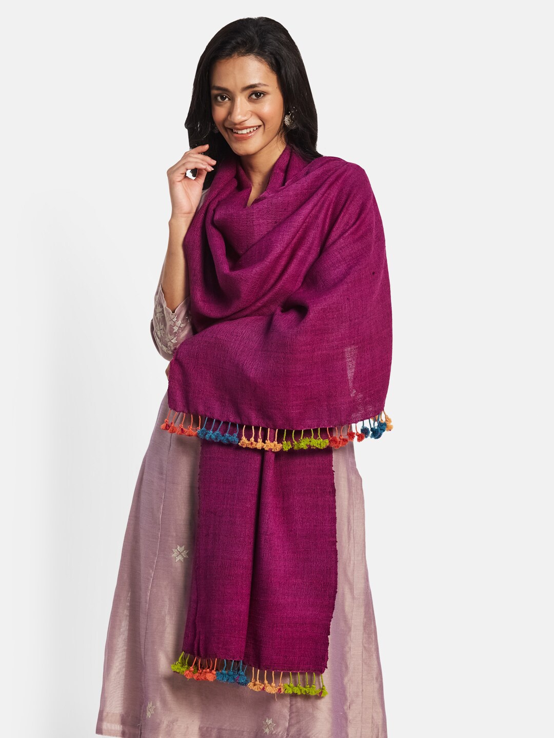 

Fabindia Women Woven Design Stole, Purple