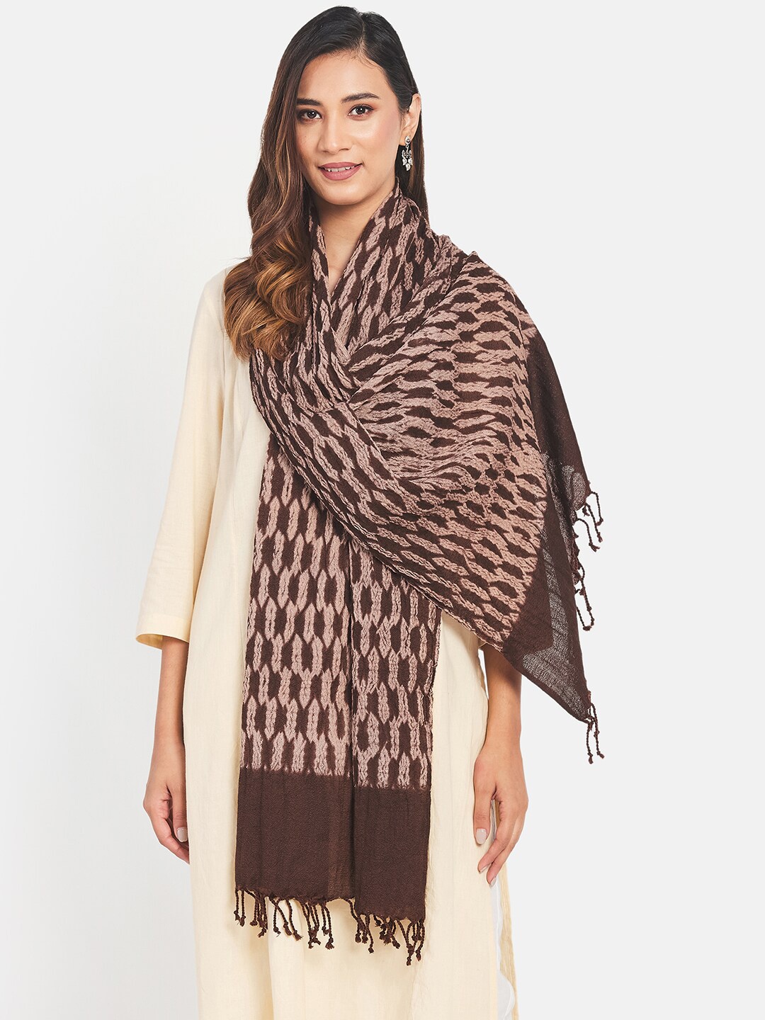 

Fabindia Women Woven Design Stole, Brown