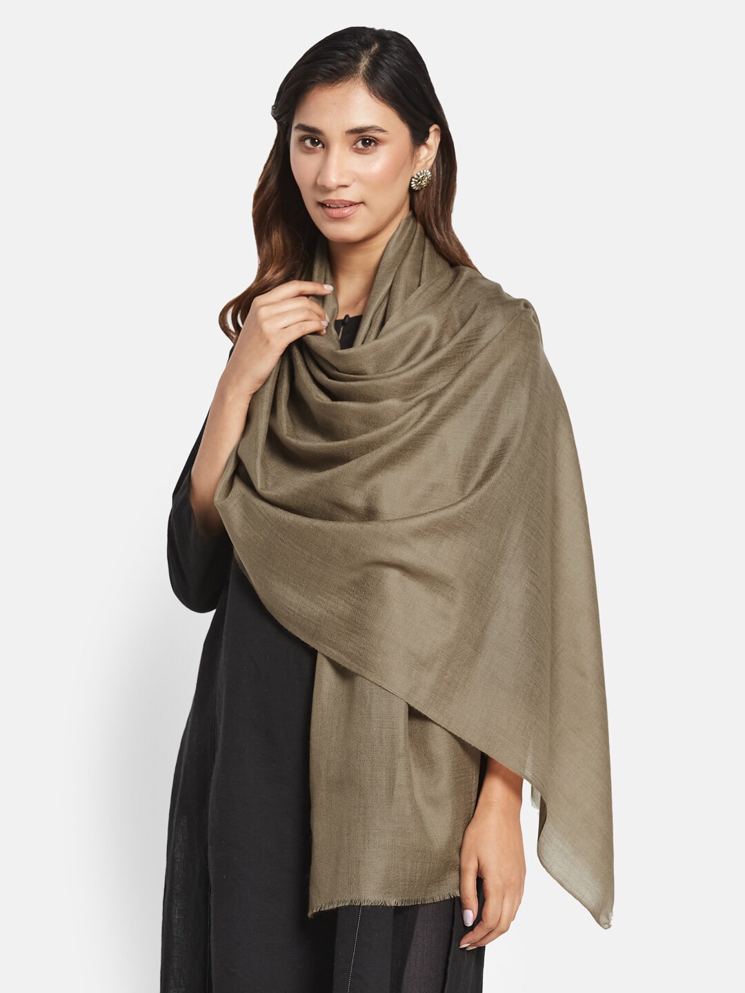 

Fabindia Women Cashmere Woven Stole, Beige