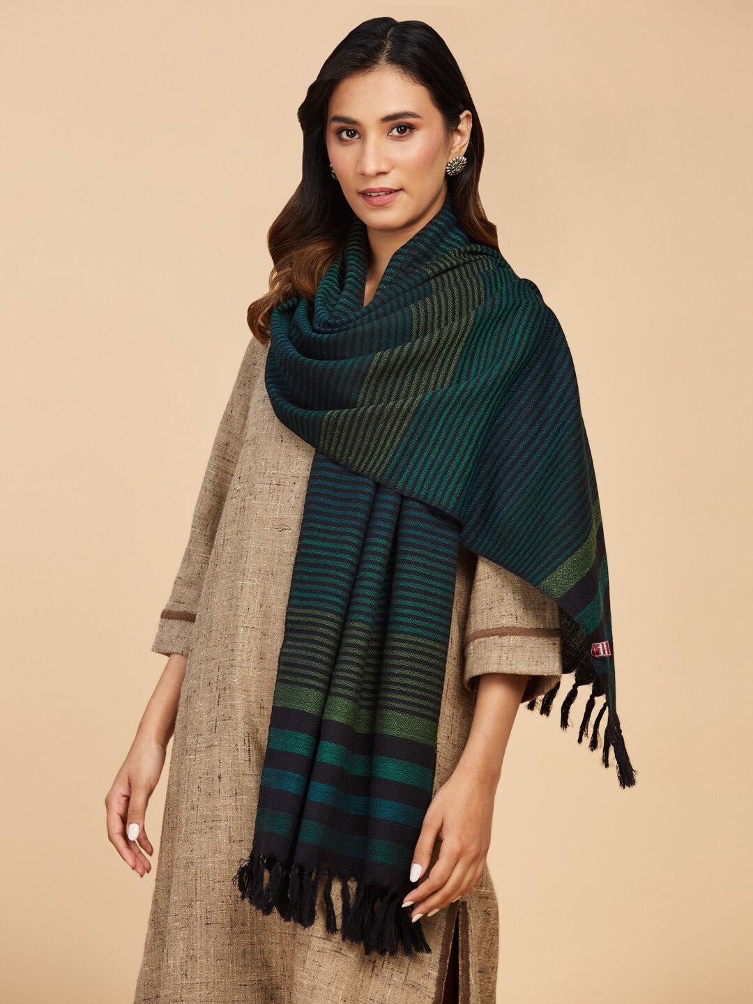 

Fabindia Women Woven Design Stole, Black