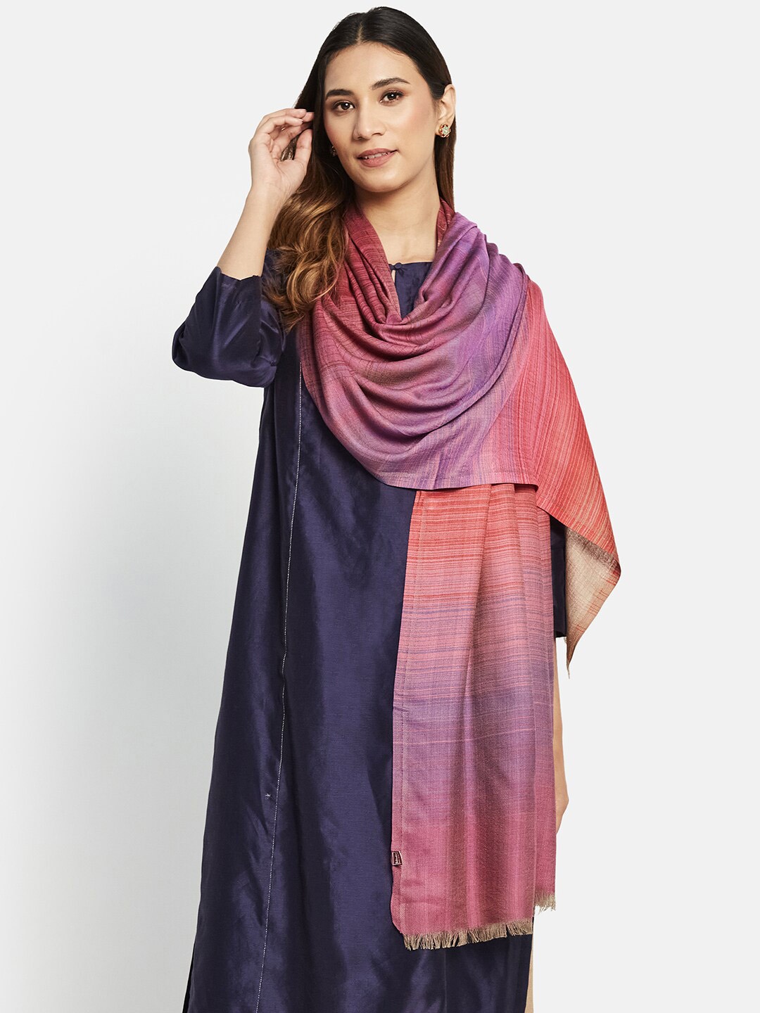 

Fabindia Women Pink & Purple Woven Design Stole