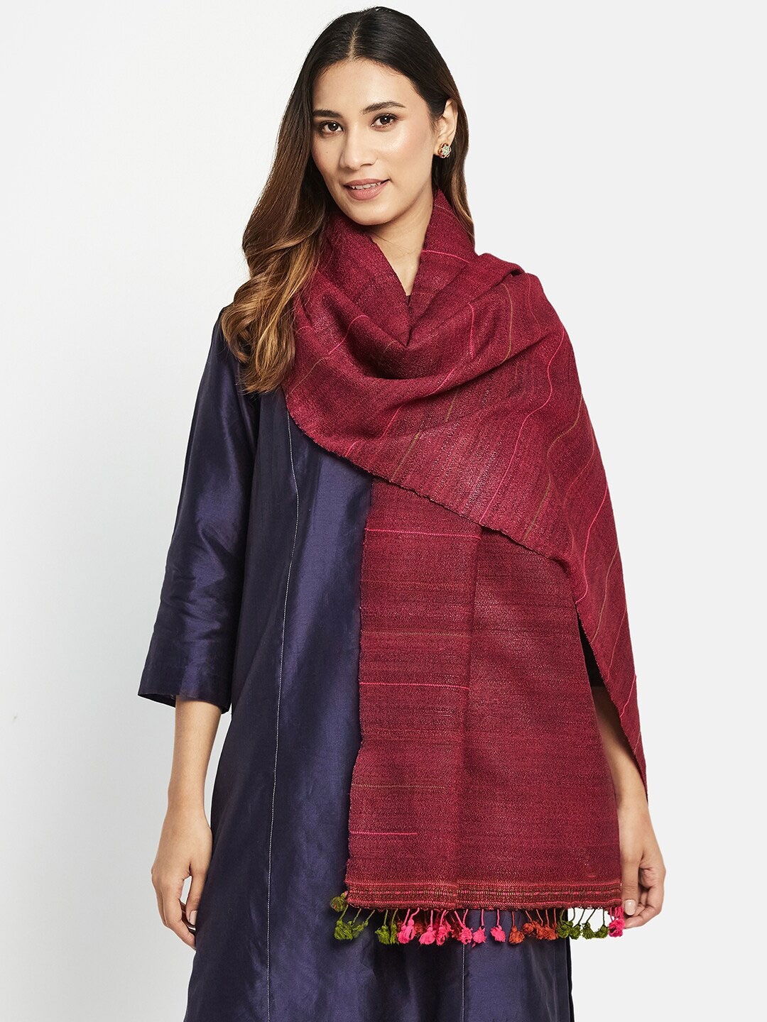 

Fabindia Women Woven Design Stole, Red