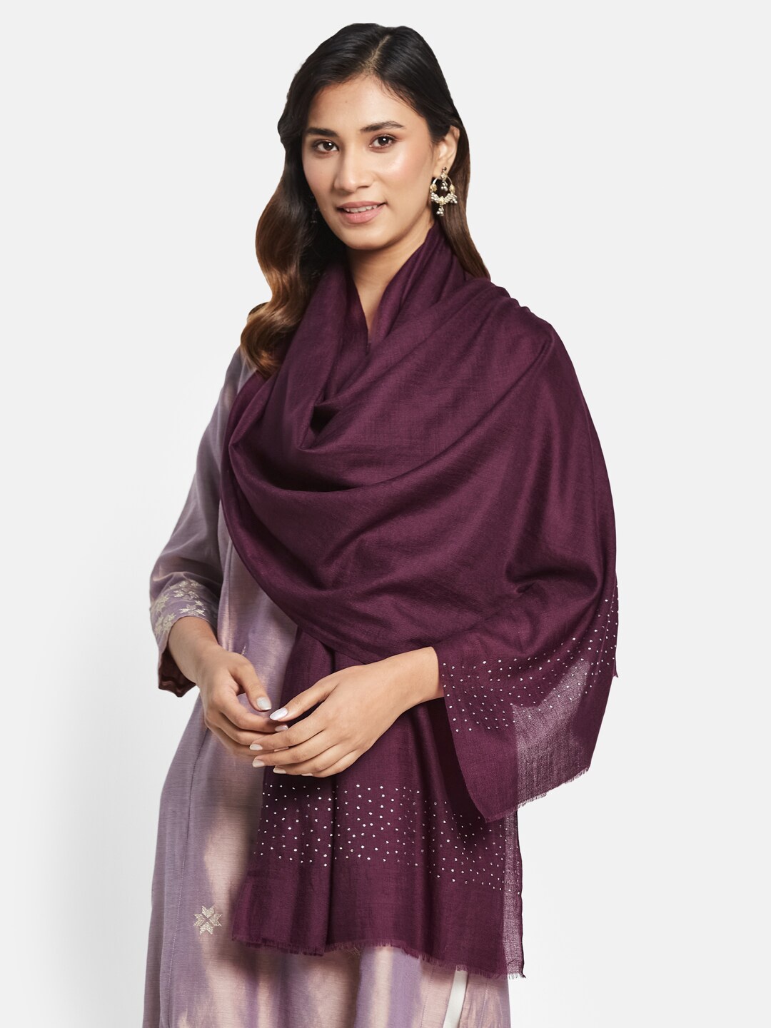 

Fabindia Women Cashmere Woven Stole, Burgundy