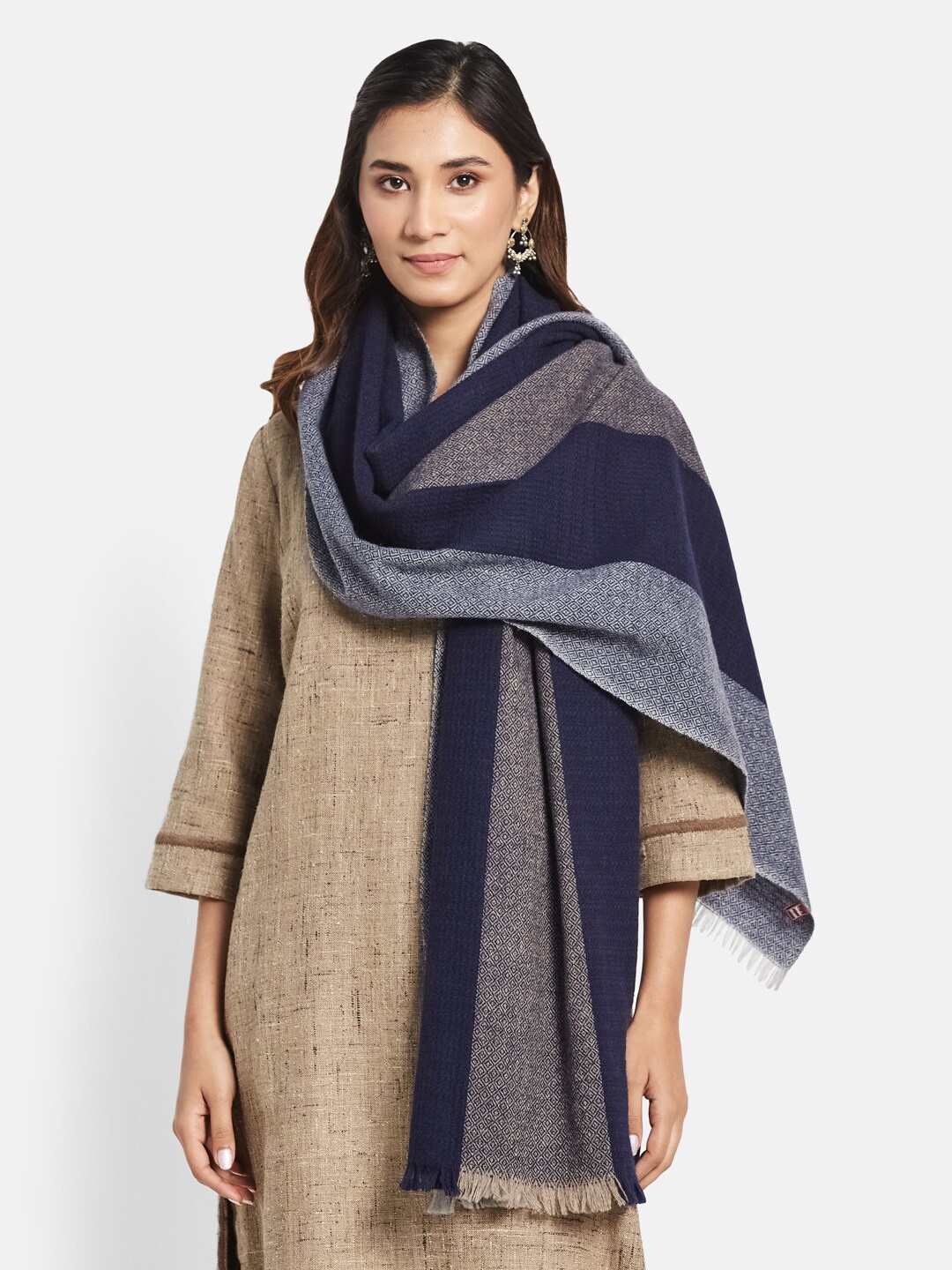 

Fabindia Women Woven Design Stole, Blue