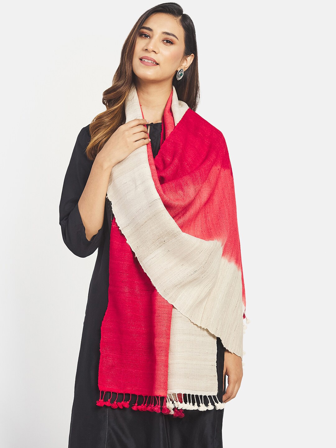 

Fabindia Women Ombre Tie & Dye Stole, Cream