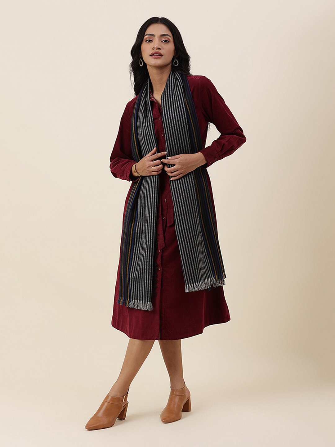 

Fabindia Women Woven Design Stole, Black
