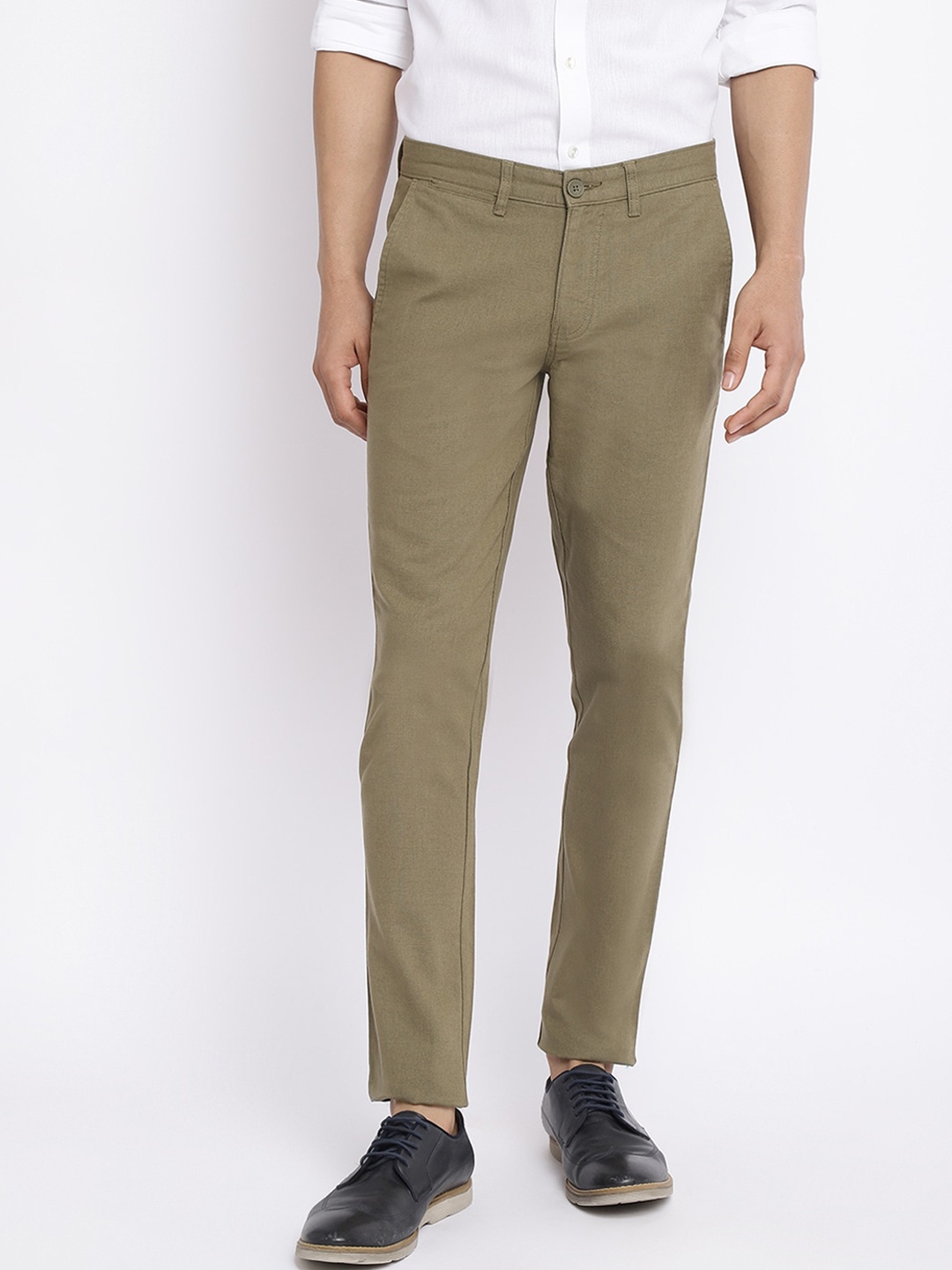 

Fabindia Men Mid-Rise Cotton Trousers, Olive