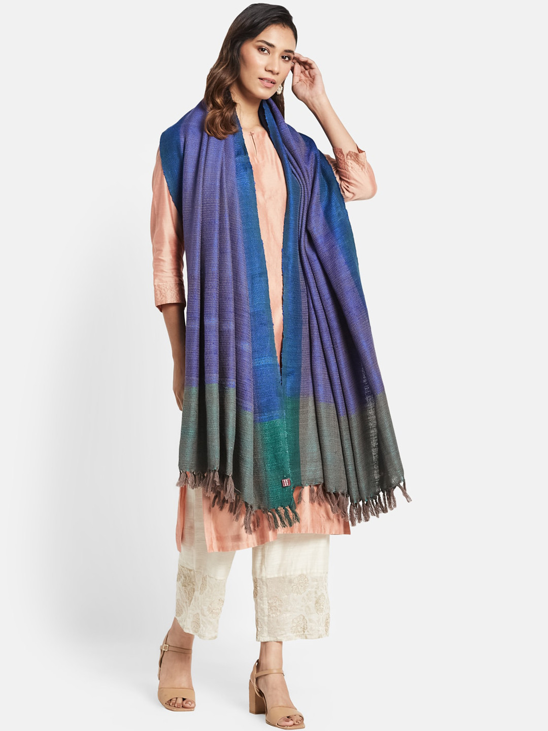 

Fabindia Women Woven Design Shawl, Blue